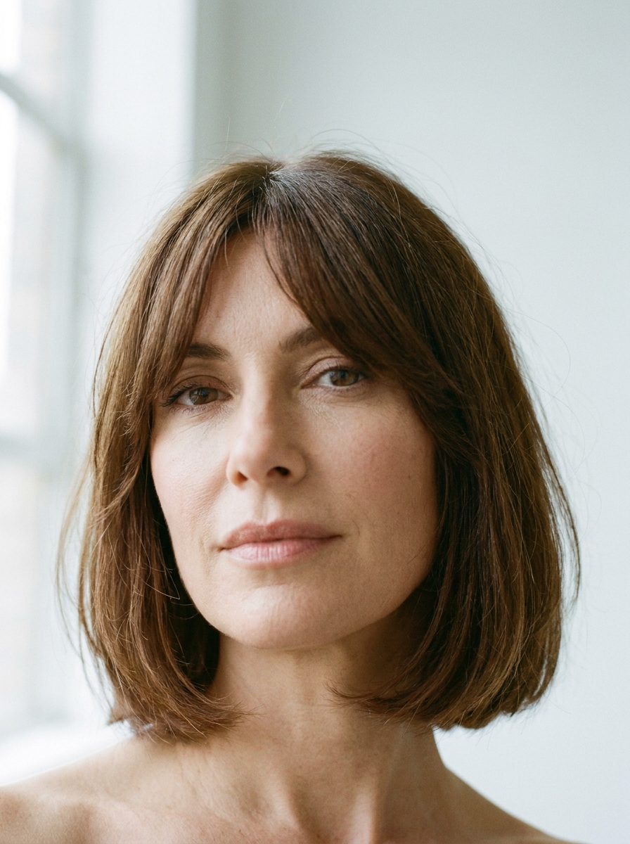 Kinnlanger Bob mit Curtain Bangs als Bob Frisuren mit Pony Inspiration 2026